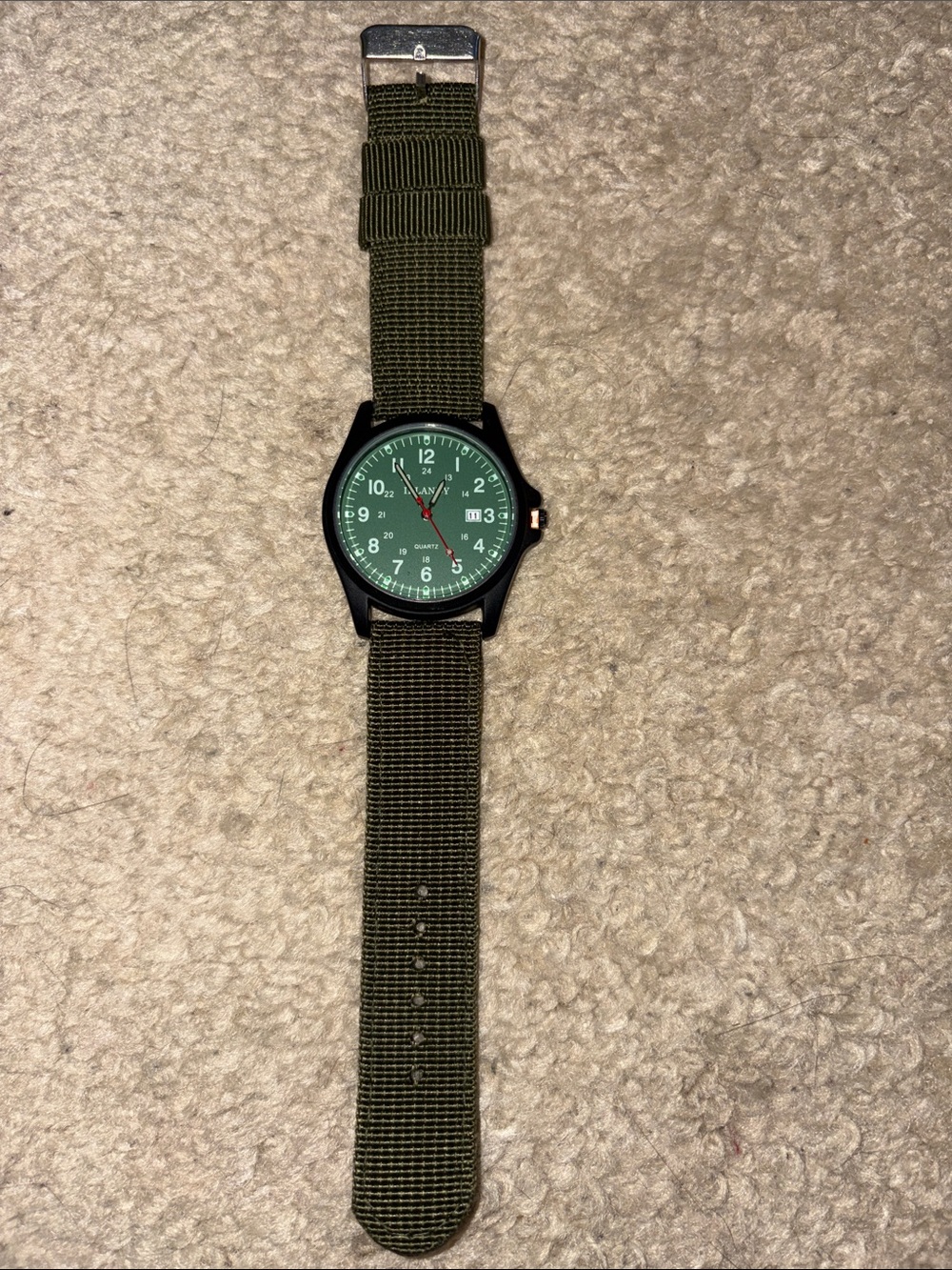 Olive Green Dial Field Watch with Green Nylon Strap